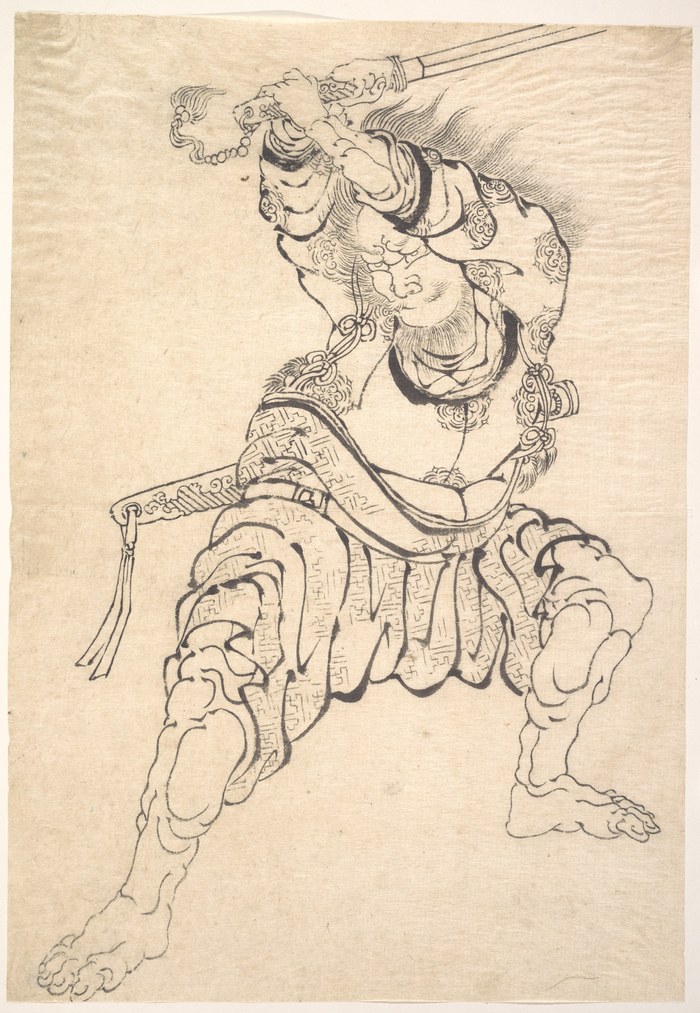 甲冑姿の武者を描いた版画（葛飾北斎「A Warrior」）