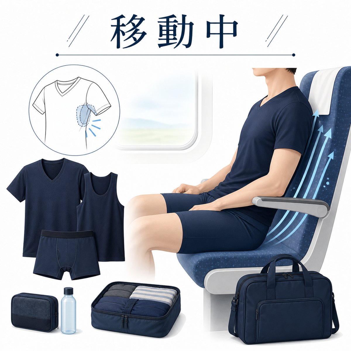 帰省ラッシュの長時間移動｜新幹線・車・飛行機で汗をかいても平気なインナー