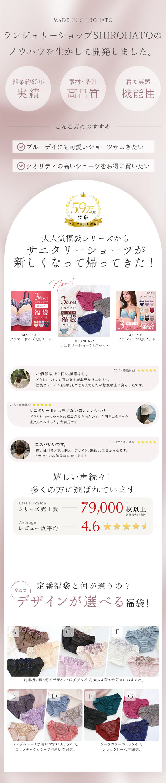 選べる6タイプ サニタリーショーツ福袋 3枚セット 刺繍レース＆ワントーンレース レディース 生理用ショーツ 普通の日用 軽い日用 M L LL