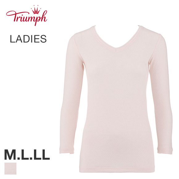 トリンプ Triumph しっかりあたたかい 5100 長袖 シャツ インナー 8分袖 Uネック キルト 吸湿発熱 保湿 抗菌防臭 酒エキス加工