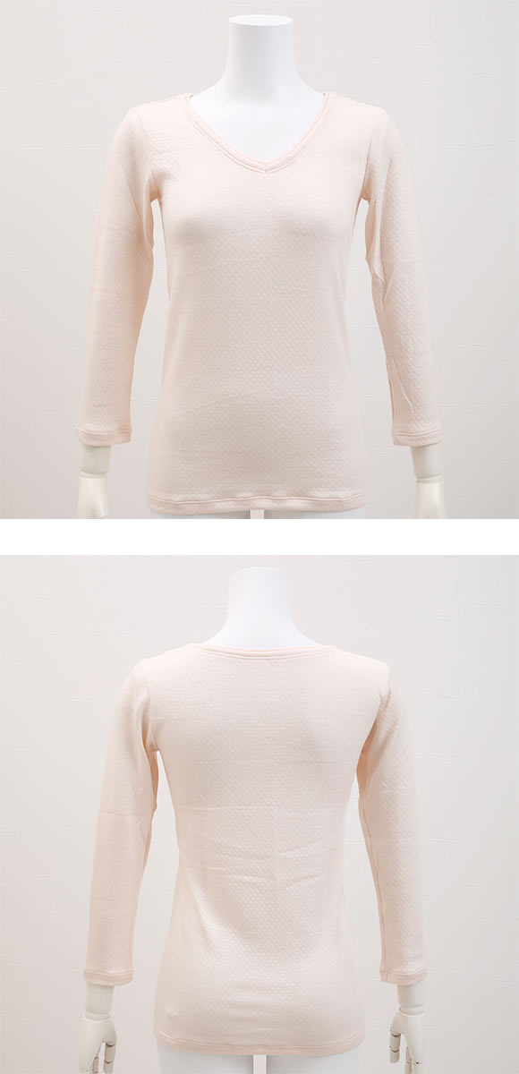 トリンプ Triumph しっかりあたたかい 5100 長袖 シャツ インナー 8分袖 Uネック キルト 吸湿発熱 保湿 抗菌防臭 酒エキス加工