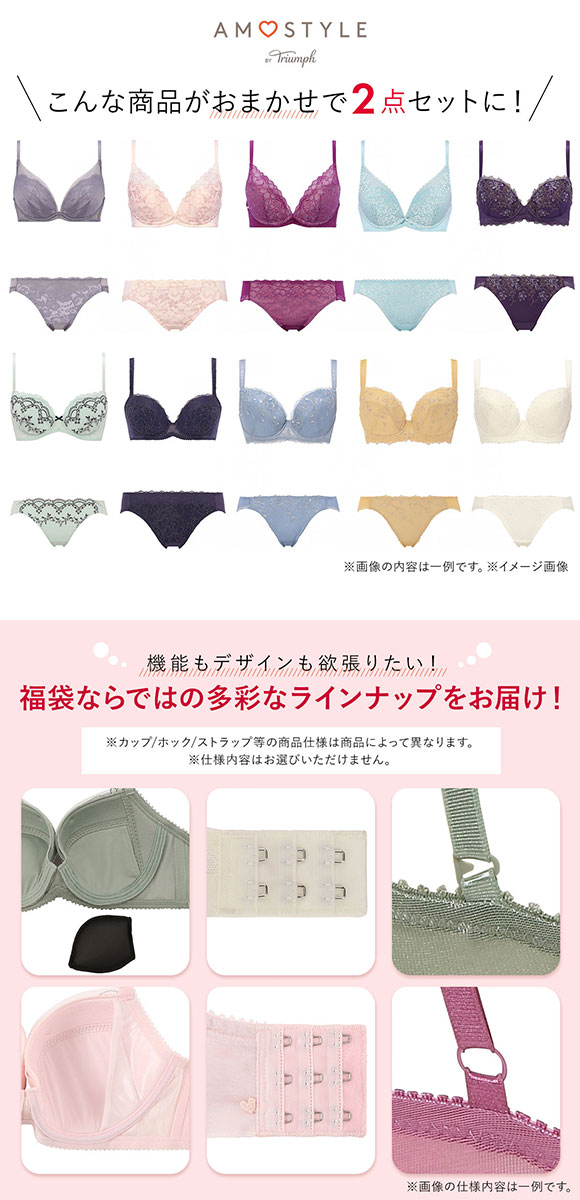 福袋 アモスタイル 2P ブラセット ブラジャー ショーツ セット 2点セット インナー 下着 AD AMOSTYLE