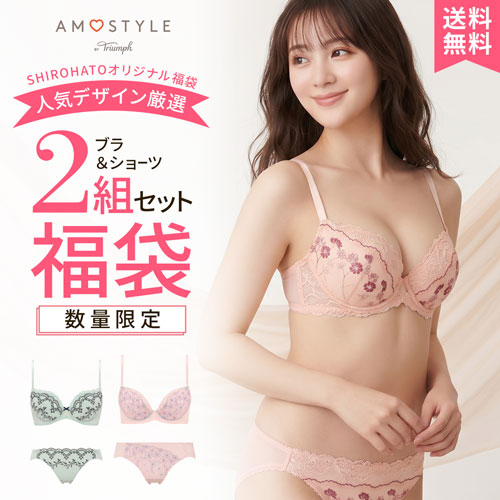 ブラジャー ショーツ セット 大きいサイズ 下着 レディース セット 福袋 アモスタイル ブラ&ショーツセット 2点セット AMOSTYLE 白鳩