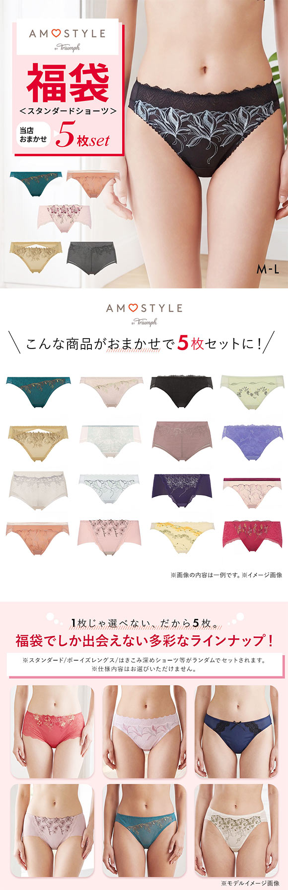福袋 アモスタイル 5P ショーツ 5点セット スタンダード インナー 下着 ML AMOSTYLE