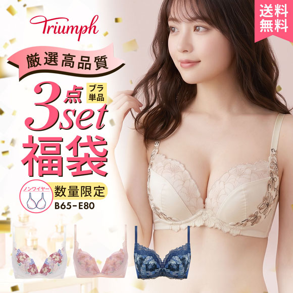 ブラジャー ノンワイヤーブラ セット 大きいサイズ 下着 レディース セット 福袋 トリンプ ノンワイヤー 3点セット Triumph 白鳩
