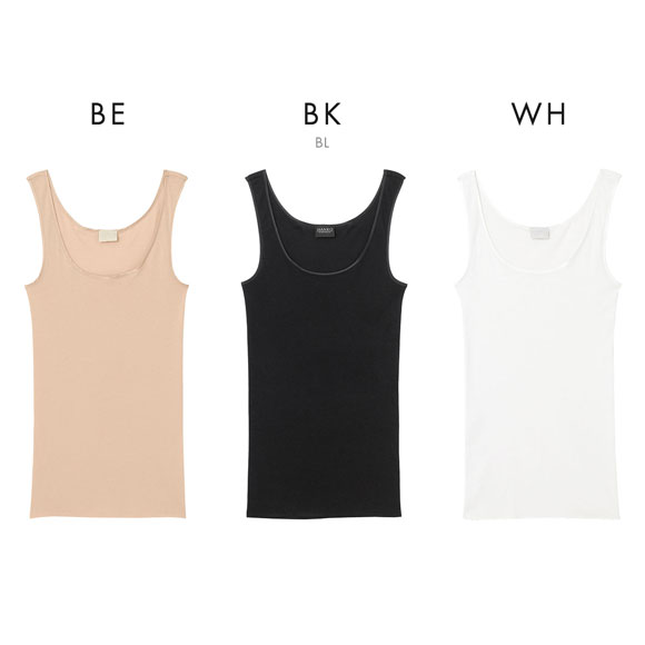 ハンロ コットン シームレス タンクトップ HANRO COTTON SEAMLESS Uネック インナー