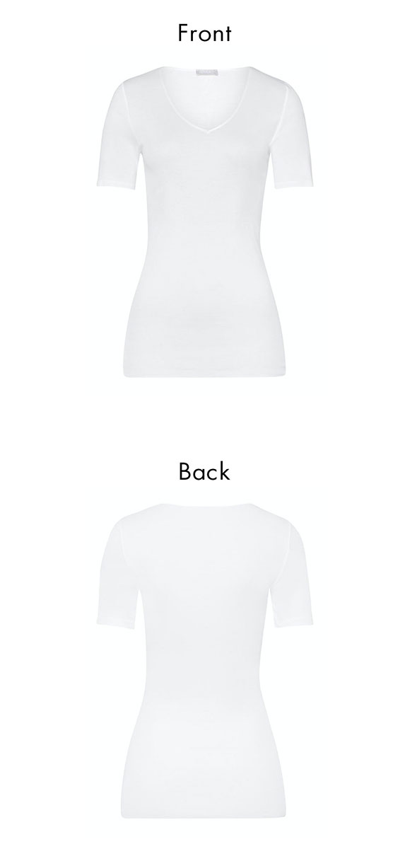 ハンロ コットン シームレス 半袖 トップス HANRO COTTON SEAMLESS Vネック インナー