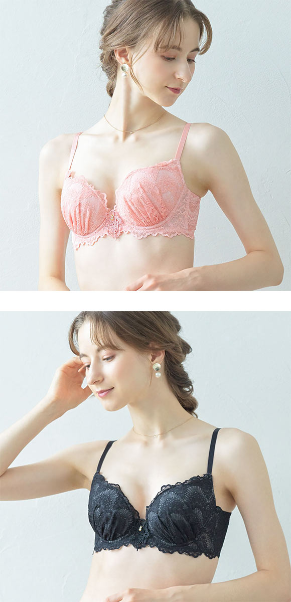 ドゥレリア デコルテ魅せ脇高ブラ マスカレード ブラジャー BCDEF Wパッド 盛り胸 谷間 脇寄せ 脇肉 すっきり Doux rellia