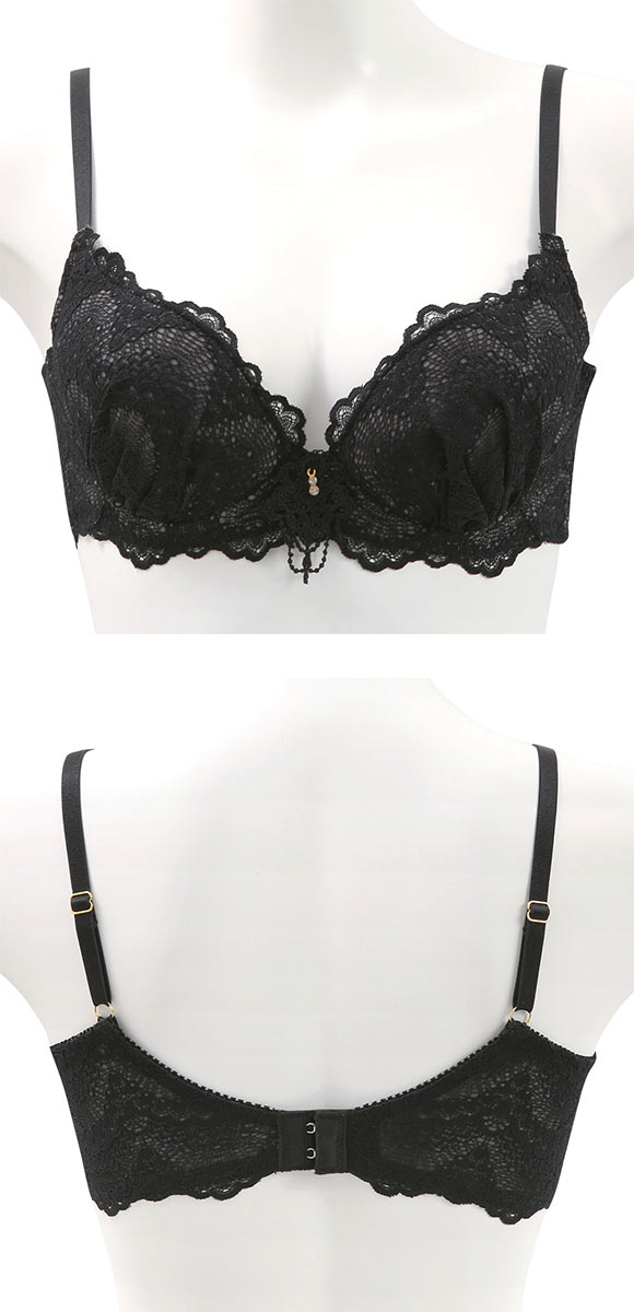 ドゥレリア デコルテ魅せ脇高ブラ マスカレード ブラジャー BCDEF Wパッド 盛り胸 谷間 脇寄せ 脇肉 すっきり Doux rellia