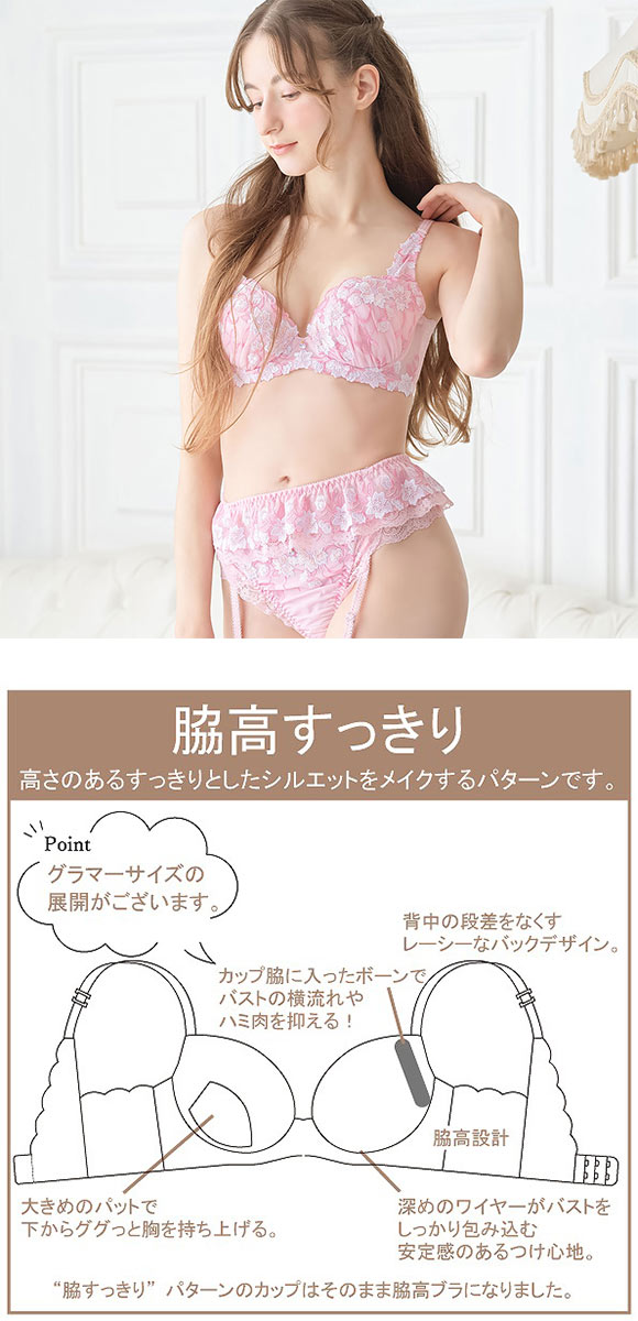 ドゥペルル 千里香 脇高すっきりブラジャー BCDEF 大きいサイズ グラマー 谷間 スムージング 凸凹 なめらか リフトアップ