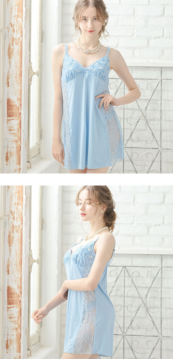 ドゥペルル フルールドゥ スリップ M-75 L-80 ランジェリー ロングキャミソール DuePerle