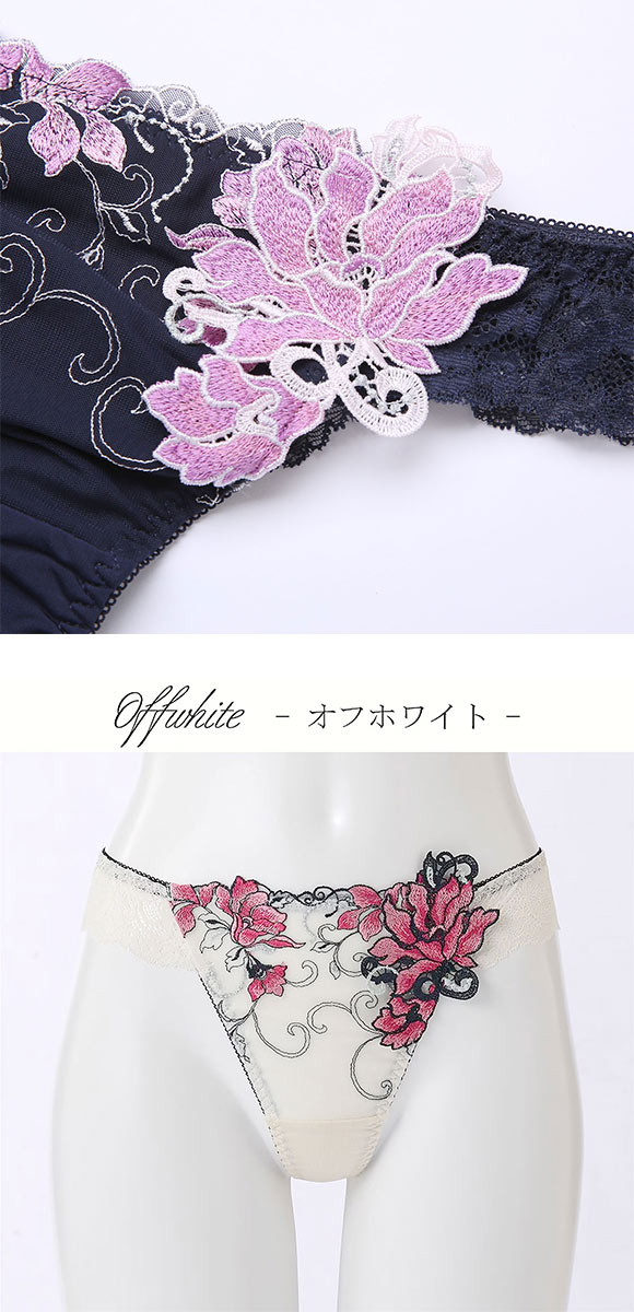 ドゥペルル リリーフロレッタ Tバックショーツ ML タンガ ソング バックレース なめらか フィット ひびきにくい 総レース DuePerle