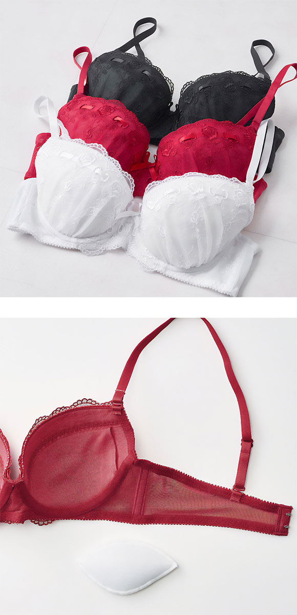 イーエスフェアリー プレゼントローズ ブラセット BCDEF Wパッド 大きいサイズ グラマーサイズ プチプラ ブラジャー ショーツ セット ES Fairy