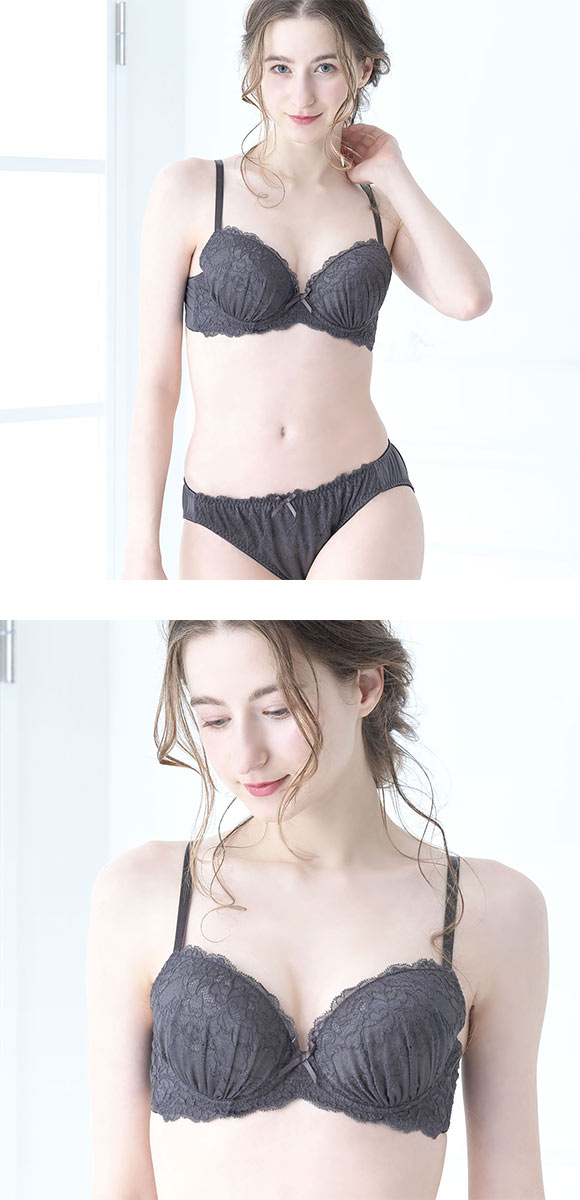 イーエスフェアリー エレガントレース ブラセット BCDEF Wパッド 盛り胸 ブラジャー ショーツ セット 大きいサイズ ES Fairy