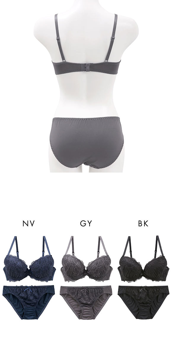 イーエスフェアリー エレガントレース ブラセット BCDEF Wパッド 盛り胸 ブラジャー ショーツ セット 大きいサイズ ES Fairy