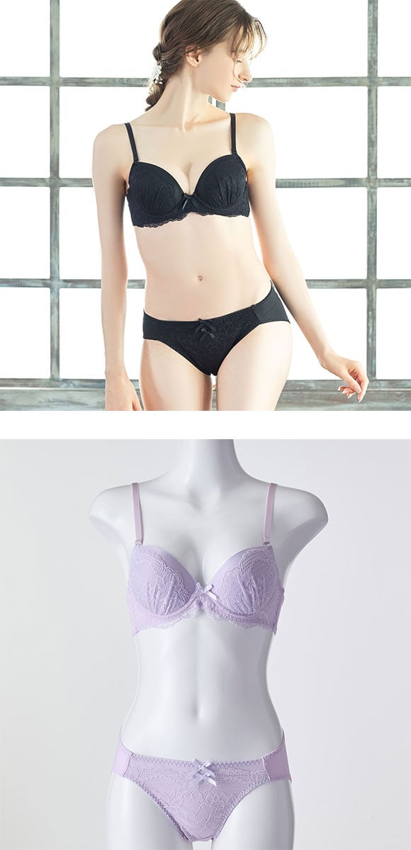 イーエスフェアリー ES Fairy ガーリーレース ブラセット BCDEF 盛り胸 谷間 ブラジャー ショーツ セット 大きいサイズ プチプラ