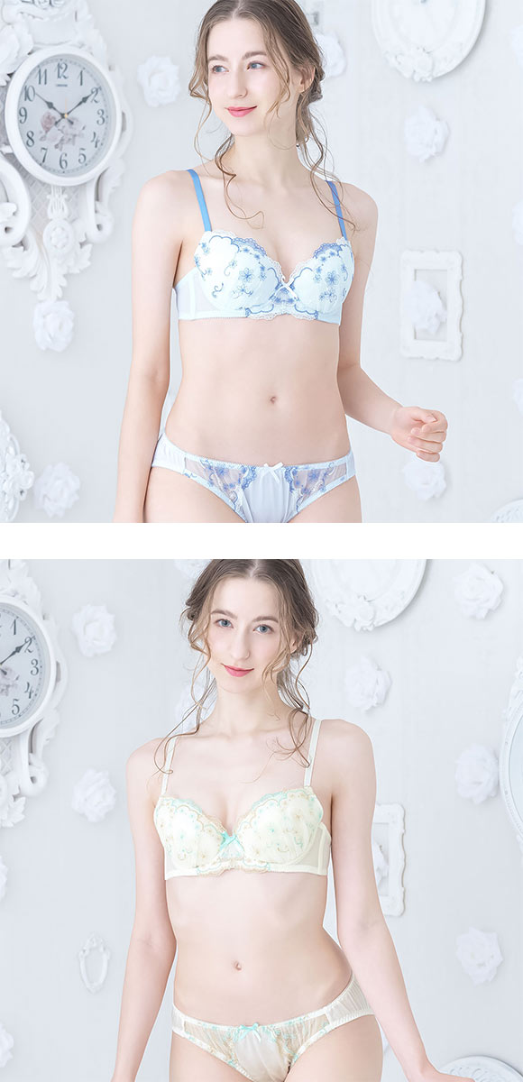 イーエスフェアリー チャーミングフローラ ブラセット BCDEF65-80 パッド付 盛胸 プチプラ 谷間 大きいサイズ セット ES Fairy