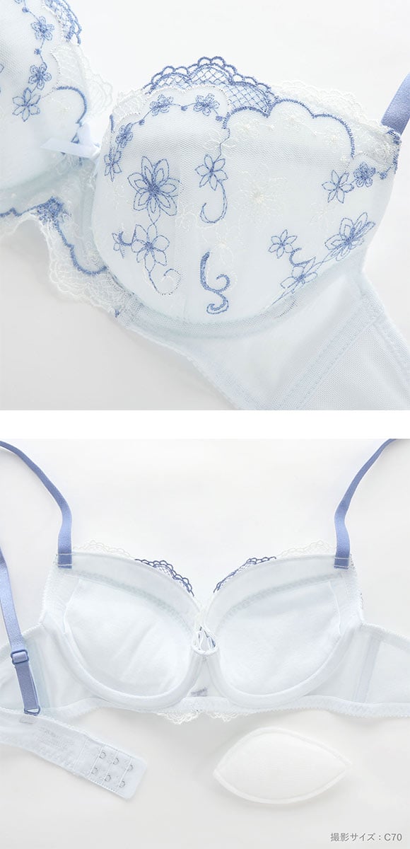 イーエスフェアリー チャーミングフローラ ブラセット BCDEF65-80 パッド付 盛胸 プチプラ 谷間 大きいサイズ セット ES Fairy