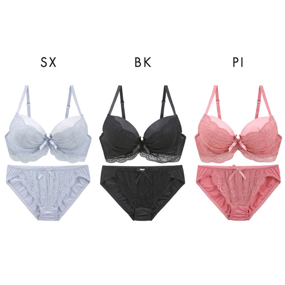 イーエスフェアリー レーシィレイヤード ブラセット BCDEF ブラジャー ショーツ セット 大きいサイズ パッド 盛り ES Fairy