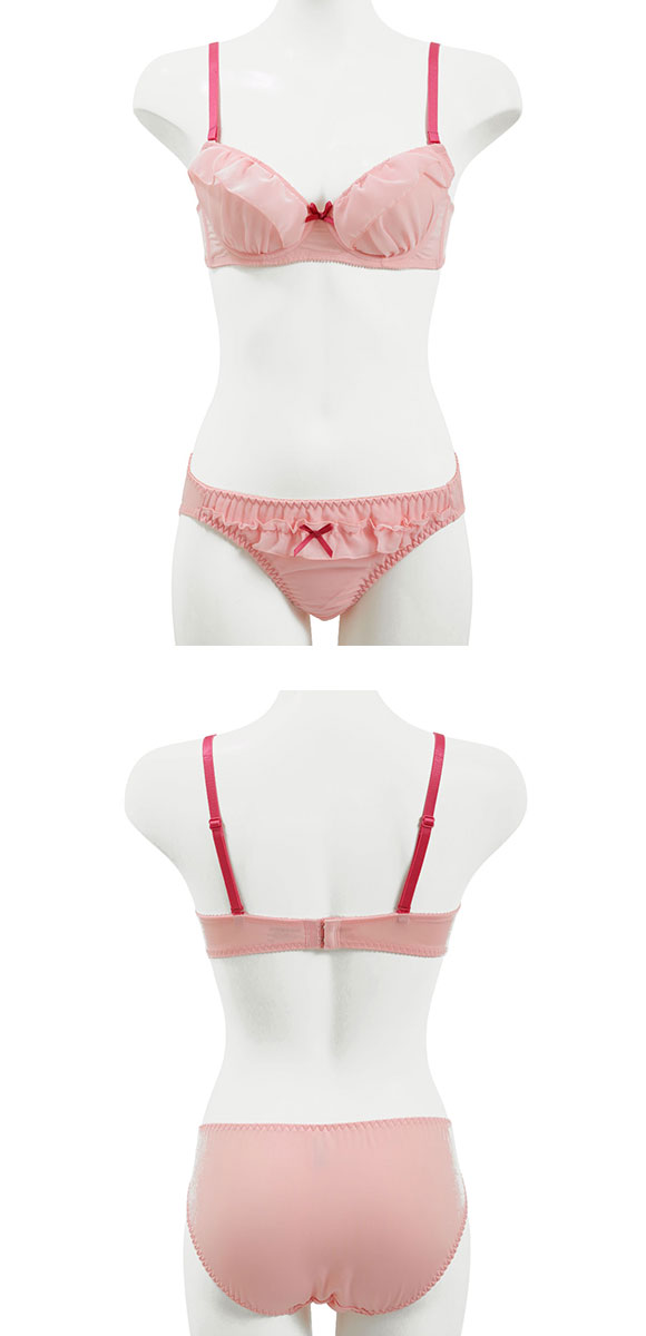 イーエスフェアリー ジョーゼットフリルブラセット BCDEF グラマー 大きいサイズ ブラジャー ショーツ セット パッド付