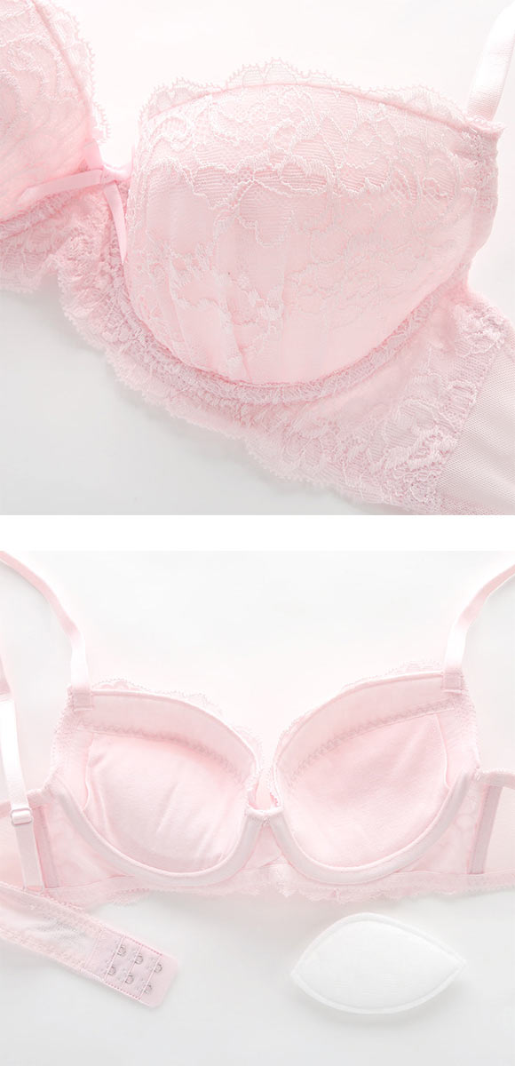 イーエスフェアリー ガーリーレース ブラセット BCDEF 盛り胸 谷間 ブラジャー ショーツ セット 大きいサイズ プチプラ ES Fairy