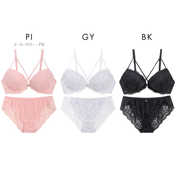イーエスフェアリー コードレース ブラセット BCDEF65-80 パッド 盛り胸 谷間 大きいサイズ レース ブラジャー ショーツ セット ES Fairy
