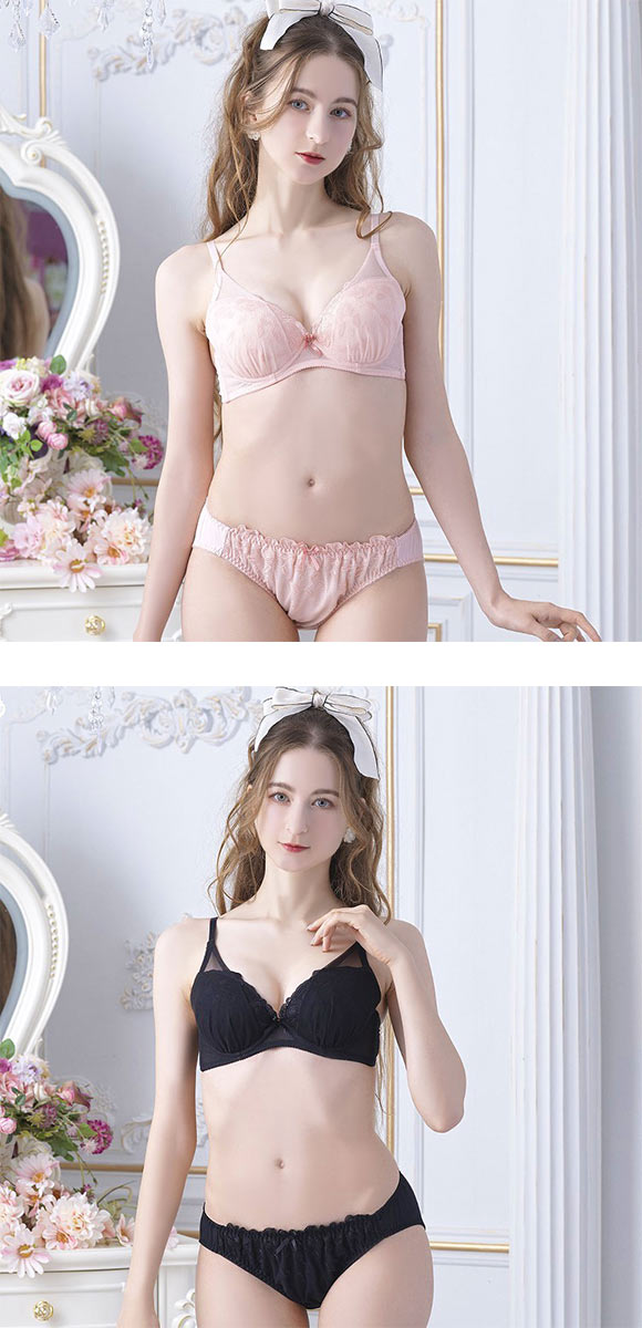 イーエスフェアリー シアーブーケ ブラセット BCDEF65-80 パッド 盛り胸 谷間 大きいサイズ ブラジャー ショーツ セット ES Fairy