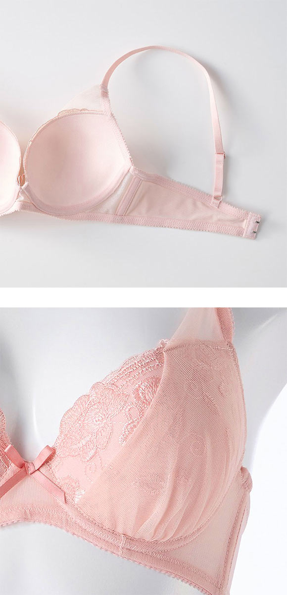 イーエスフェアリー シアーブーケ ブラセット BCDEF65-80 パッド 盛り胸 谷間 大きいサイズ ブラジャー ショーツ セット ES Fairy