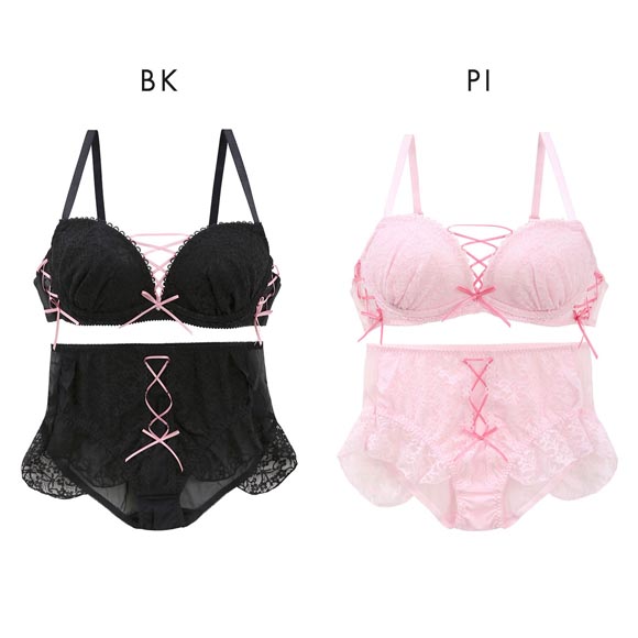 ドルチェフィオラ レースアップファンシー ブラセット BCDEF ソフトワイヤー 編み上げリボン ブラジャー ショーツ セット Dolce Fiora