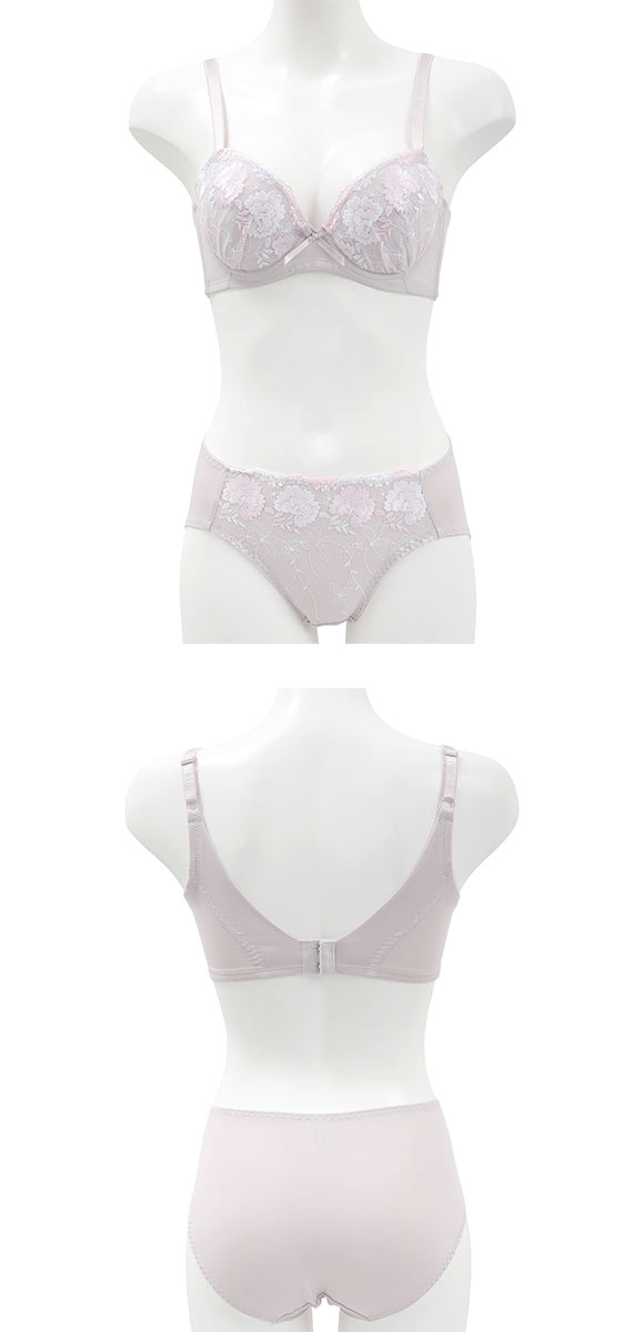 うしろ姿美 うっとり体験 フラワー刺繍 ブラジャー ショーツ セット ABCD70-85 ブラセット 脇高 脇肉 着やせ 背中すっきり