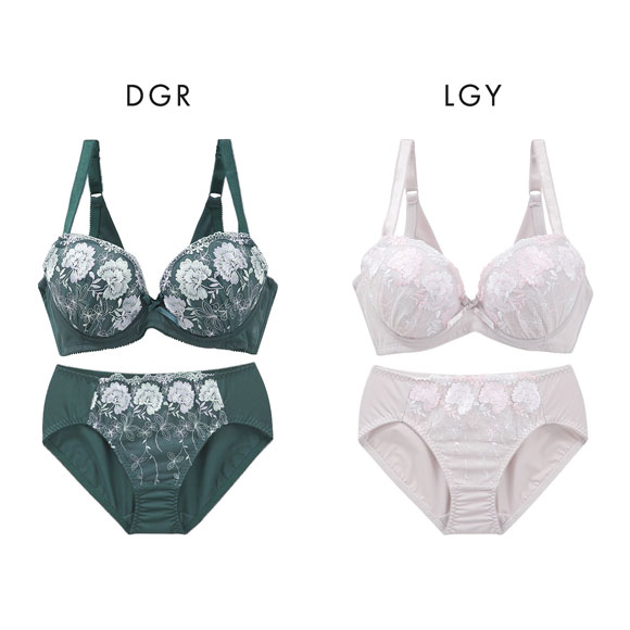 うしろ姿美 うっとり体験 フラワー刺繍 ブラジャー ショーツ セット ABCD70-85 ブラセット 脇高 脇肉 着やせ 背中すっきり