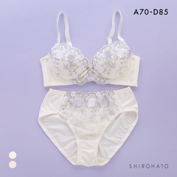 段差すっきり体験 安心脇高 アーチローズ刺繍 ブラジャー ショーツ セット ABCD70-85 脇高 脇肉 アンダー大きいサイズ グラマー 谷間 着やせ アンチエイジング