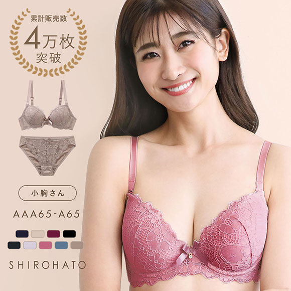 フェミニンレース ブラジャー ショーツ セット AAA･AA･A 小さいサイズ プチ胸サイズ 総レース