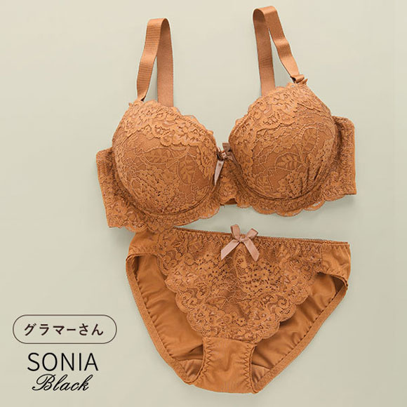 ソニアブラック SONIA black 花柄スカラップレース リボン ブラジャー