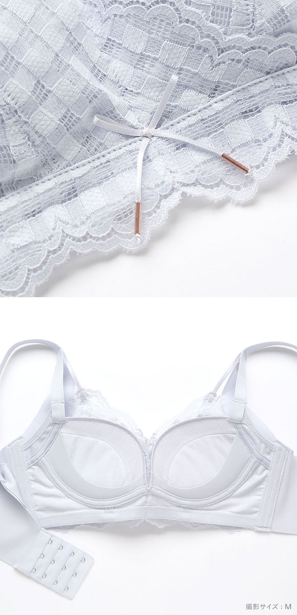 メルトココ ふわとろカップ ノンワイヤーブラ ブラジャー ショーツ セット 脇高 ギンガムチェック