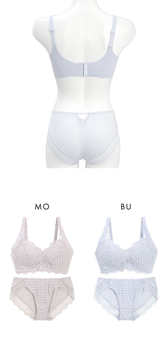 メルトココ ふわとろカップ ノンワイヤーブラ ブラジャー ショーツ セット 脇高 ギンガムチェック