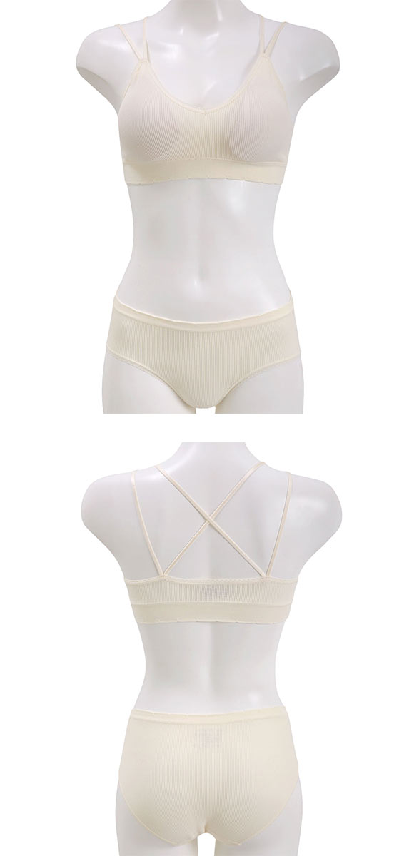 ポフ 丸編み成型 Wストラップ ノンワイヤーブラセット M L LL ふわもち ハーフトップ Pofu ひびきにくい なめらか 大きいサイズ