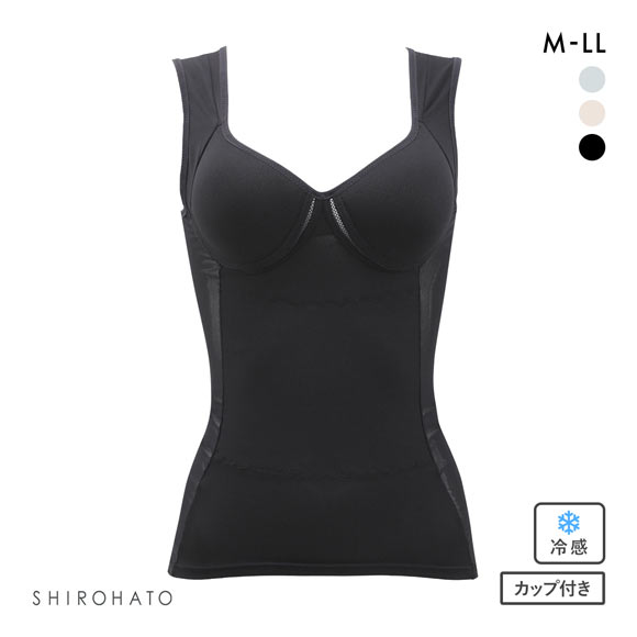 ブライトマッチ 背中クロス 接触冷感 美姿勢ボディシェイパー M L LL ムレない カップ付き 着やせ 背中 補正下着 インナー 涼しい レディース お腹押さえ