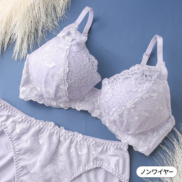 ソニアブラック メイジー ノンワイヤーブラセット S M L LL パッド入り ブラジャー ショーツ 大きいサイズ