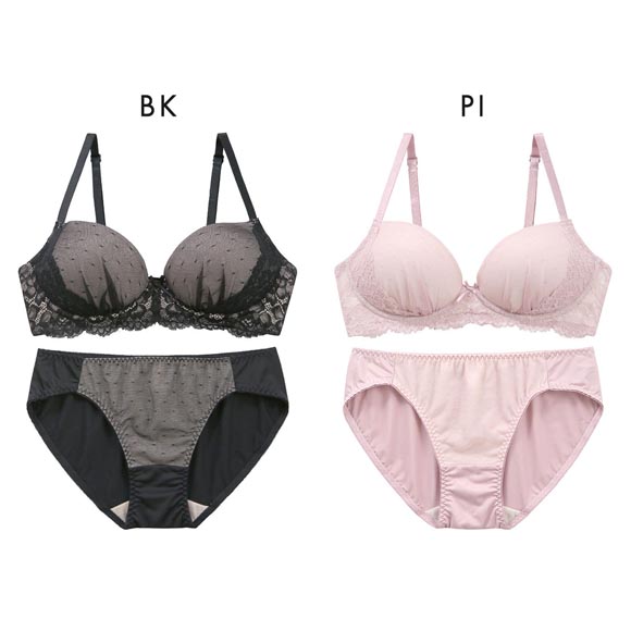 ソニアブラック ロッティ ノンワイヤーブラセット S M L LL パッド入り ブラジャー ショーツ 大きいサイズ