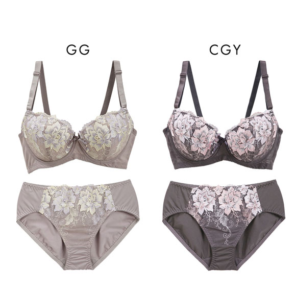 段差すっきり体験 ブリリアントローズ グラマーブラセット DEF70-90 アンダー大きいサイズ ブラジャー ショーツ セット