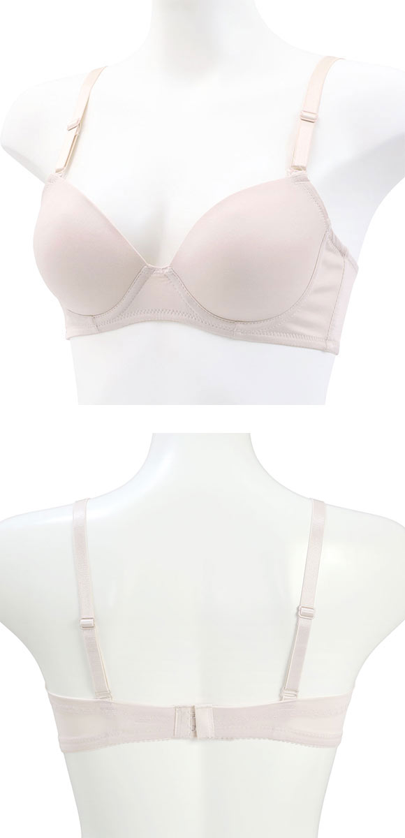 PT-bra ブラジャー ABCD 3/4カップ シンプル ひびきにくい Tシャツブラ 盛りブラ 脇高 谷間