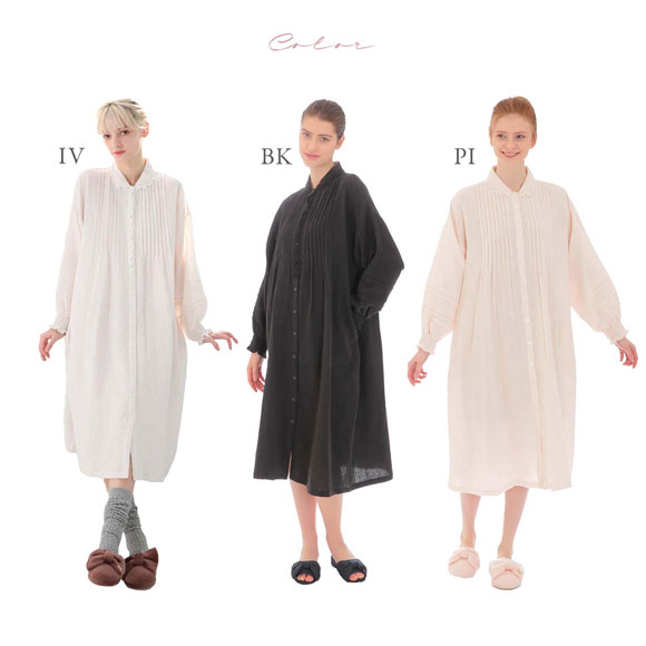 ナルエー NARUE パジャマ シュークリームガーゼクラシカルワンピース ルームウェア 長袖