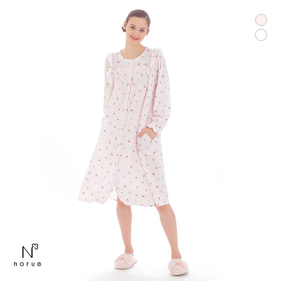 ナルエー NARUE パジャマ ミルキー接結チェリーワンピース ルームウェア 長袖 レディース