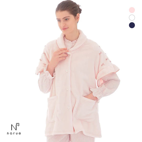 ナルエー NARUE パジャマ ソフティスノーリボンリボンガウン ルームウェア 半袖