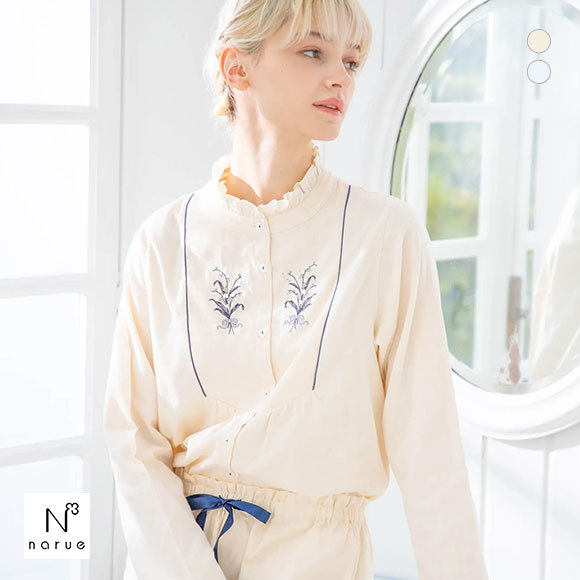 2点おまとめ新品ナルエーWガーゼフラワープリント　セットアップ新品 ナルエー NARUE パジャマ ダブルガーゼフラワーブーケ刺繍パジャマ