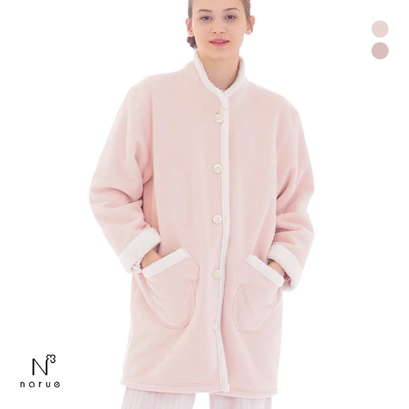 ナルエー NARUE パジャマ フリースボアガウン ルームウェア 裏起毛