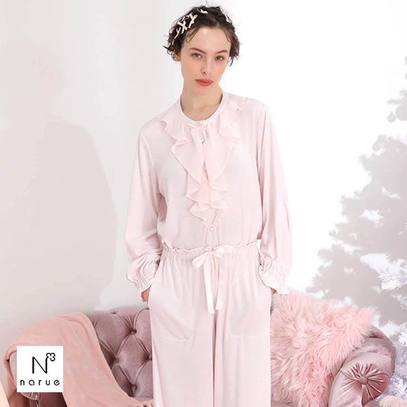 ナルエー NARUE パジャマ シルクプロテインスムースクラシカルセットアップ ルームウェア 長袖 上下セット