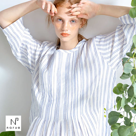 ナルエー NARUE パジャマ シャーリングダブルガーゼストライプ