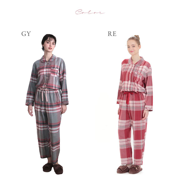 新品☆ ナルエー 長袖パジャマ M-Lサイズ ナルエー パジャマ コットンフランネルチェックシャツパジャマ ルーム